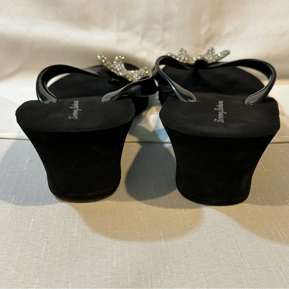 Tommy Bahama Black Rhinestone Starfish Flip Flops Size 9 Beach Glam Sandals - Picture 7 of 9